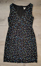 J.Crew Painted Dots V-Neck Sleeveless Dress 2 Black Blue Green Printed C3871