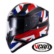 Vcan H128 Union Jack Full Face Motorcycle Crash Helmet Bike Moped GB ACU Gold