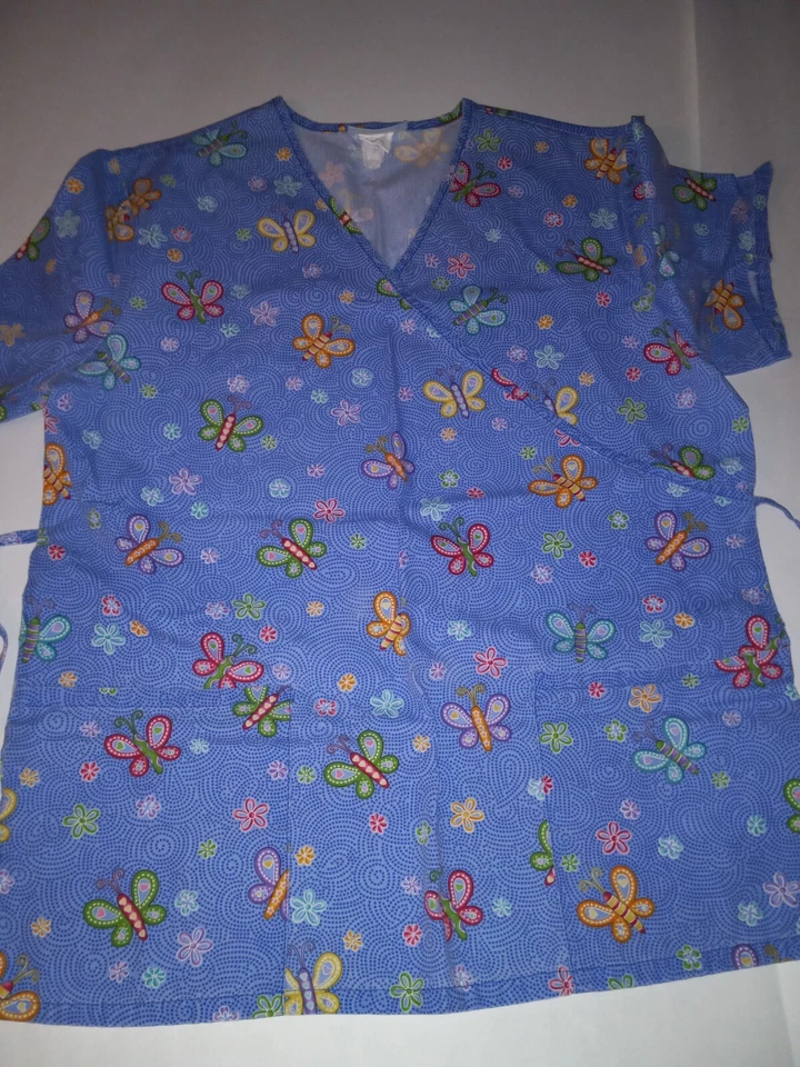Medical Scrub Top S Butterfly  - Image 2 of 2