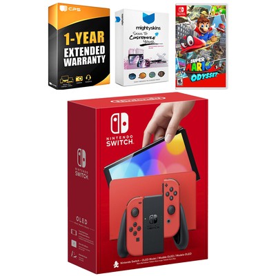 Nintendo Switch OLED Mario RED Edition + Super Mario Odyssey Bundle