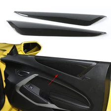 2*Interior Door Armrest Panel Cover Trim for Chevrolet Camaro 2016+ Carbon Fiber