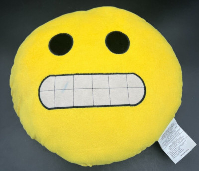 TJ Max Big Yellow Round- Teeth Smile Emoji Decorative Pillow