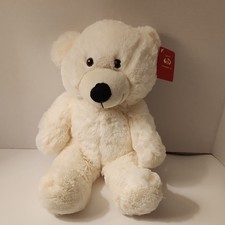 Ms Teddy Bear White Plush Bear 16" Brown Eyes 2022 MP8016C