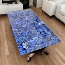 Blue Agate Rectangular Table Gemstone Center Table Handmade Luxury Table 60X30"