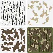 "3 Pcs Layered Camo Stencils 11.8x11.8 inch - Reusable Camouflage Pattern Stenci