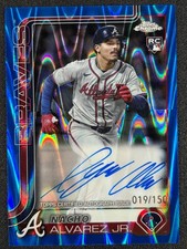 Nacho Alvarez Jr. 2025 Topps Chrome Blue RayWave Ref /150 ROOKIE AUTO BRAVES