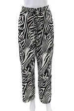 Rachel Zoe Womens Animal Print Wide Leg Pants White Black Size Extra Small
