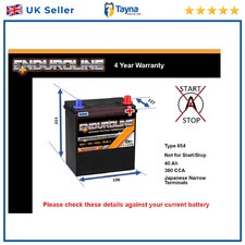 Battery fits HONDA INSIGHT ZE, ZE2 1.0 1.3 2000 on 054 360A 40Ah 4Yr Warranty