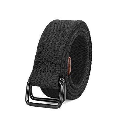 Men Canvas Belt Web Fabric Casual Belt with Black Double D-ring 1 1/2'' Wide