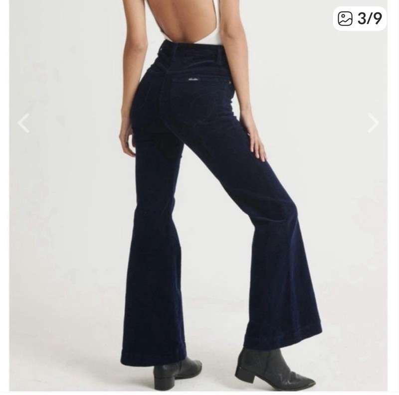 Women’s Rollas Wide Wale Corduroy Pants Navy East Coast Flare 32