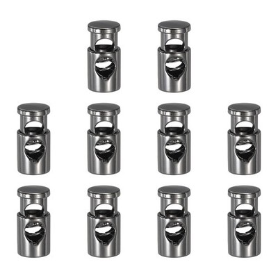 10Pcs Metal Cord Locks 6.5mm Single-Hole Cord Locks Glossy Black