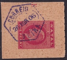 NATAL PS cutout POSTMARK / CANCEL  CORREIO  BEIRA   1906   PORTUGUESE MOZAMBIQUE