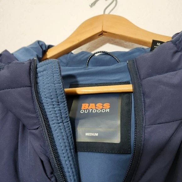 Jaqueta de caminhada masculina BASS OUTDOOR acolchoada com zíper completo cor azul tamanho M - Imagem 2 de 4