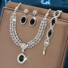 Elegant Bridal Jewelry Set Necklace Earrings with Sparkling Rhinestones Perfect