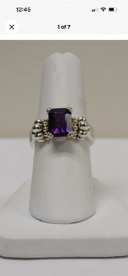 Designer LAGOS Sterling Silver 18K Glacier Amethyst Ring