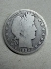 1908-D Barber Half Dollar 50C Silver Coin Denver Mint Better Date