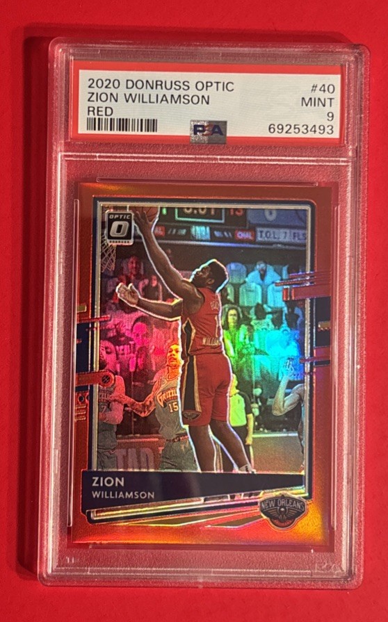 2020 Donruss Optic Red ZION WILLIAMSON #40 /99 PSA 9 Graded Basketball Card