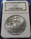 A 2001 $1 American Silver Eagle NGC MS69 Brown Label