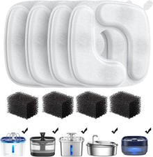 Veken Cat Water Fountain Filters Set - 4 Pack Replacement Filters  Sponges