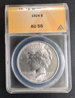 1924 P Peace Dollar ANACS AU 55 CIRCULATED $1 Coin 7119