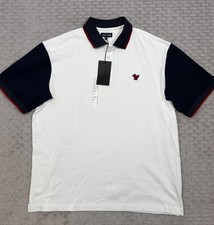 Bad Birdie Pique Golf Polo White Dark Navy Red Shirt Short Sleeve Mens XL