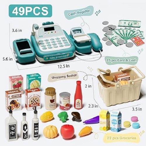 как выглядит Cash Register Toy for Kids with Real Calculator, Cashier Register with Scanne... фото