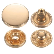 60Set Press-Stud Cap Button 17mm Metal Snap Fastener for Leathers, Gold