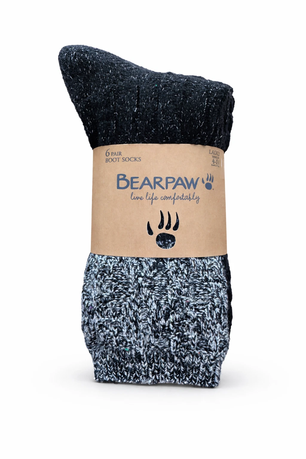 BEARPAW Women's 6-Pair Boot Socks Soft Cozy Camping Sports Fits Shoe Size 4-10