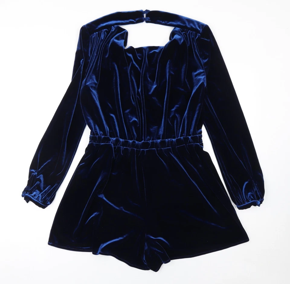 Topshop Mono Mujer Terciopelo Azul Manga Larga Reino Unido 12 Foto 3 de 4