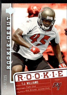 2006 Upper Deck Rookie Debut /325 T.J. Williams Tampa Bay Buccaneers #191