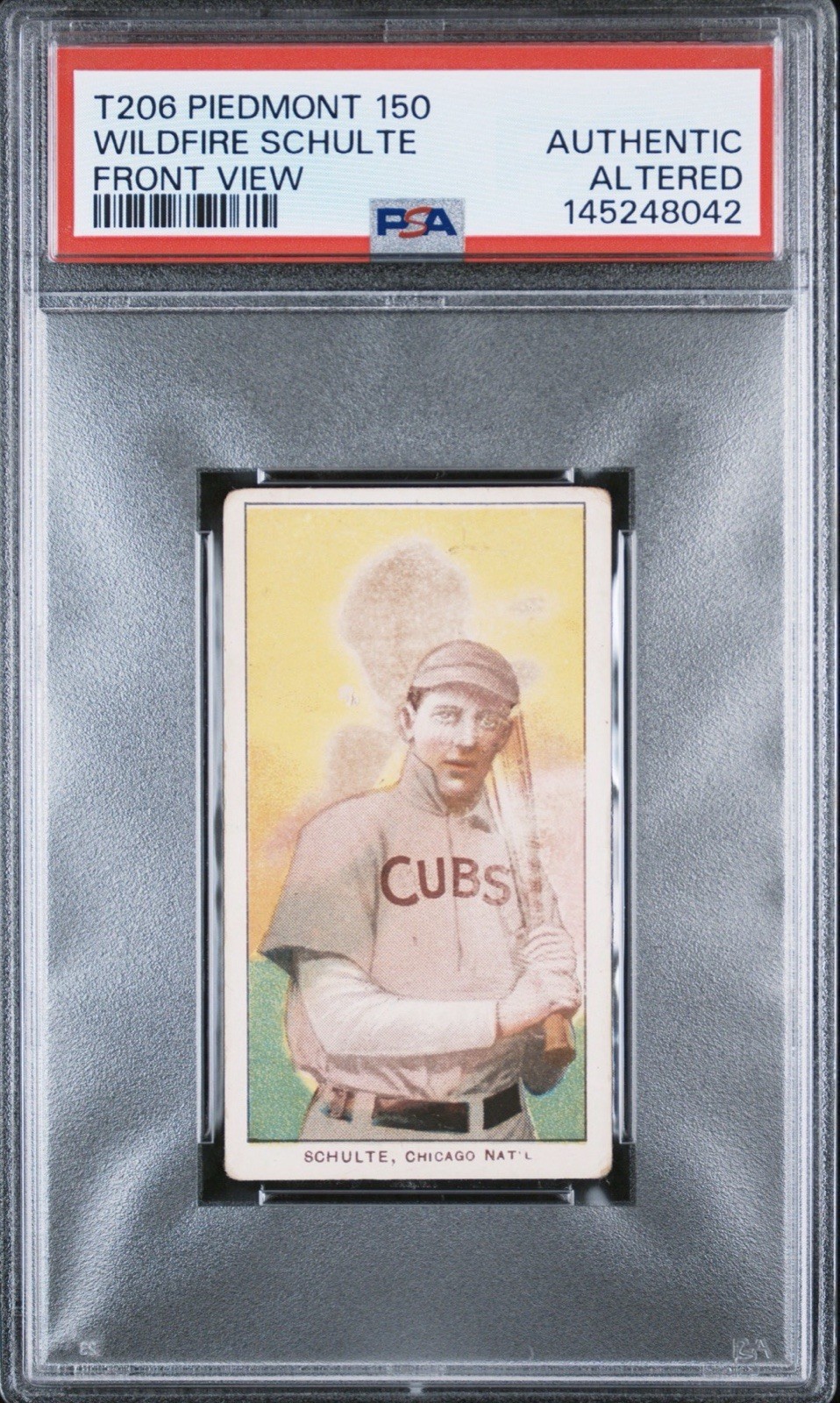 1911 Piedmont T206 Frank Wildfire Schulte Front View PSA AUTHENTIC ALTERED POP 3