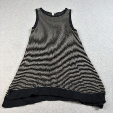 Eileen Fisher Dress Women Large Black Stripe Sweater Tank Tunic Knit Lagenlook