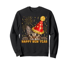 Happy New Year Cat Party Hat New Years Eve Party 2026 Kids Sweatshirt