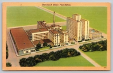 Vintage Linen Postcard Cleveland Clinic Foundation Aerial View