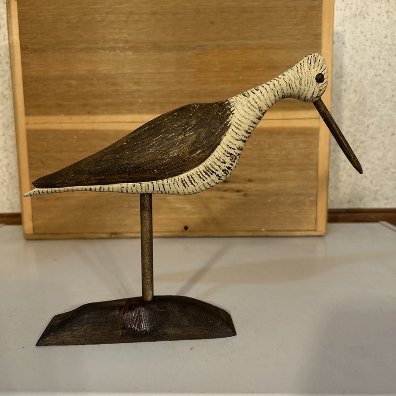 Hand Carved Antique Long Island Influence  Feeding  Yellowlegs Shorebird Decoy