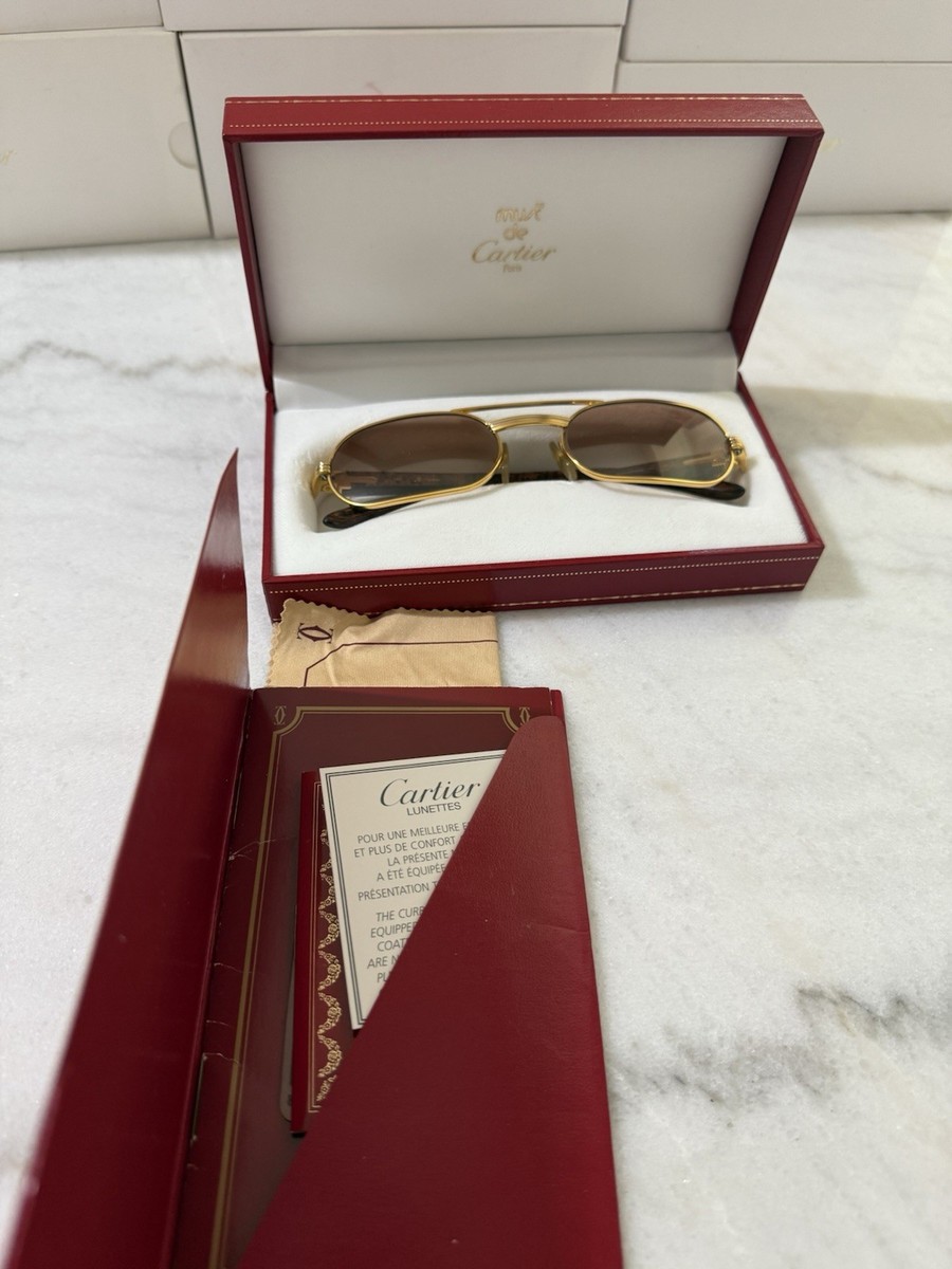 Must De Cartier Burlwood Sunglasses Size 55 Rarest Vintage Wood