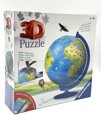 Ravensburger 3D Puzzle Kinderglobus deutsch Globus inklusive Standfuß NEU