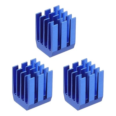 3x Kühlkörper 9x9x12mm Alu mit therm. blauem Aufkleber - Bild 1 von 4