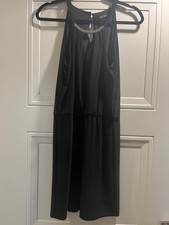 White House Black Market Black Mini Dress with Silver Metal Collar in Size Small