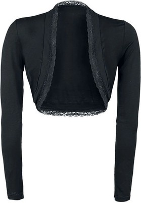 Gothicana by EMP Damen schwarzer Langarm-Bolero mit Spitze entlang der äußeren