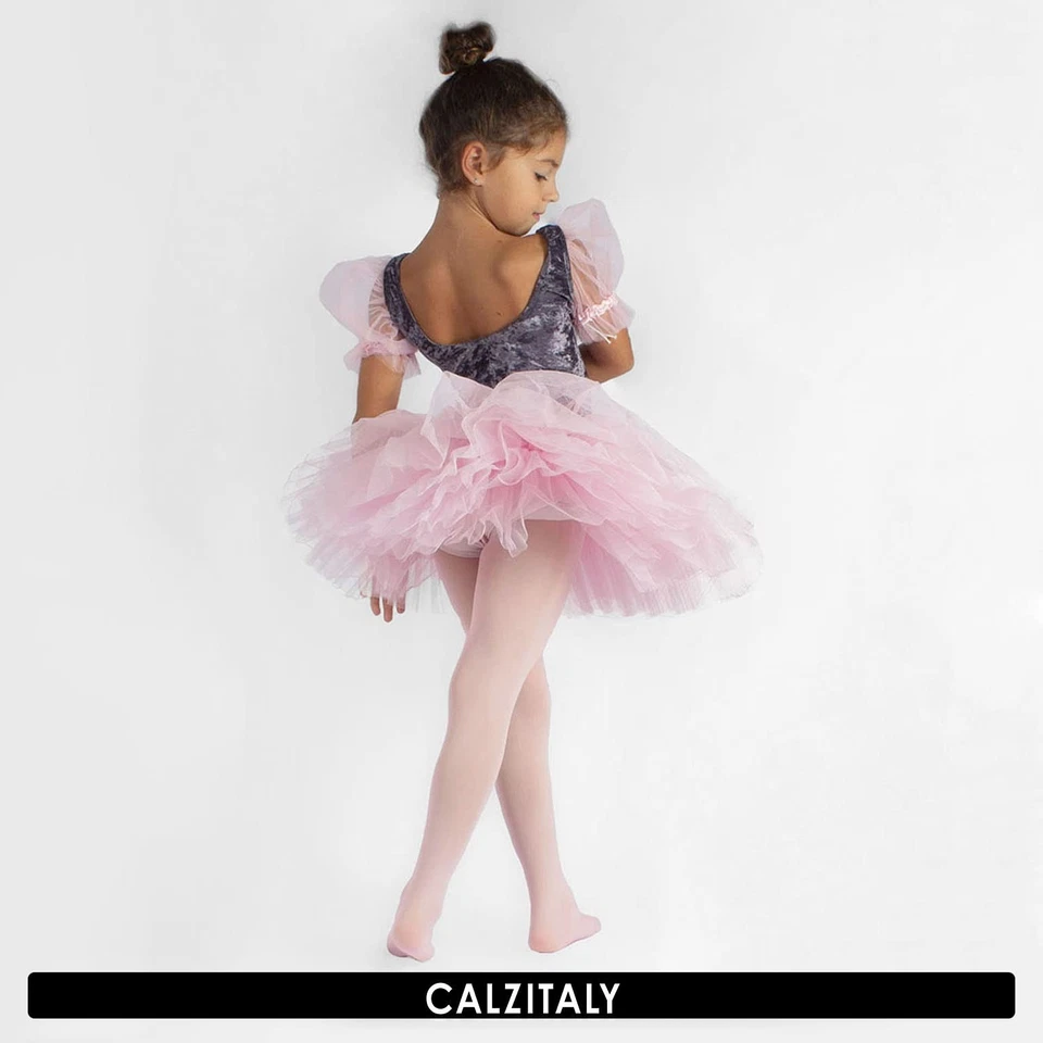 PACK 1/2 Collants de Danse Fille avec Pied | Rose, Beige, Blanc, Noir | 414 a... - Photo 3/4