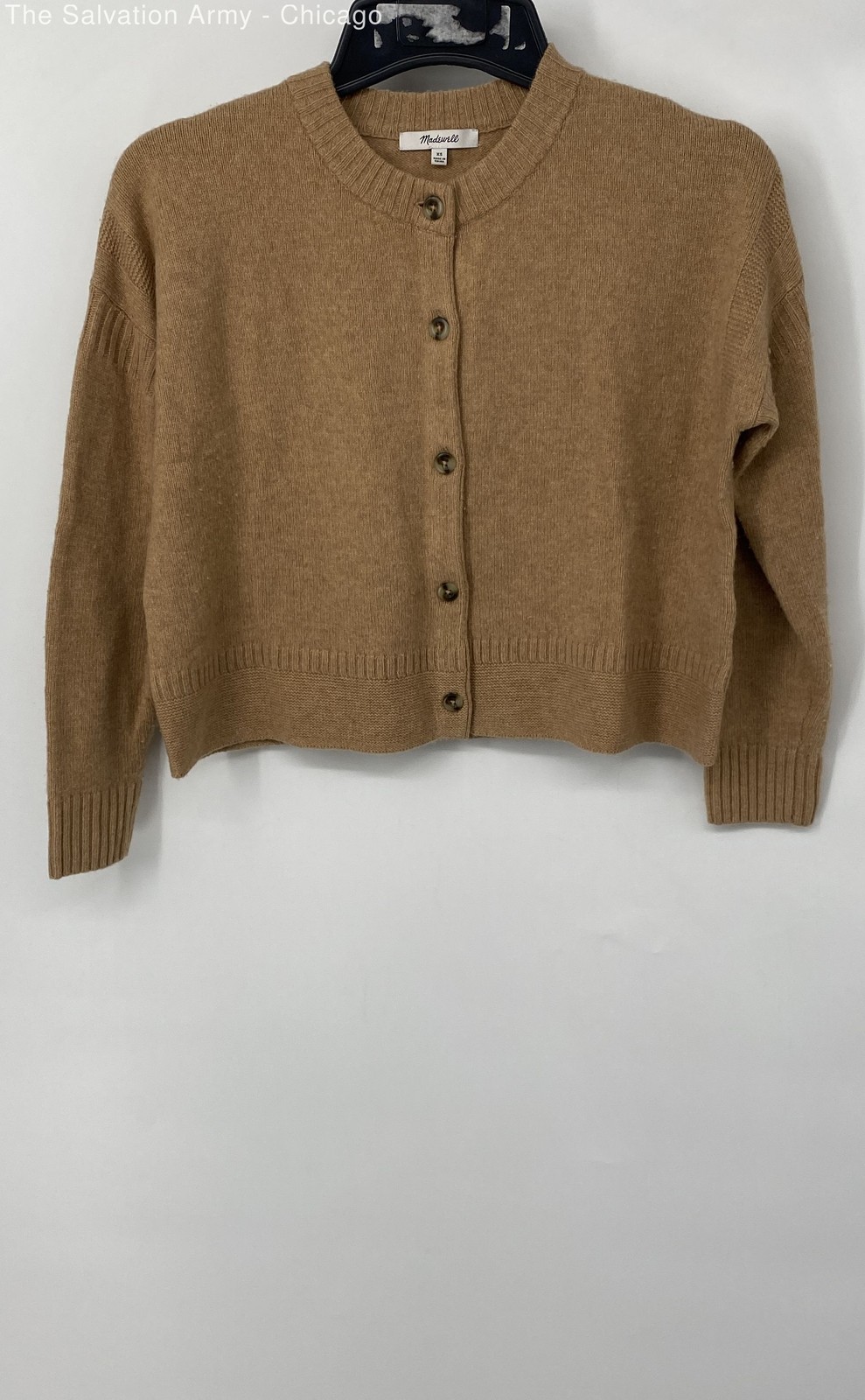 Madewell Womens Brown Wool Blend Long Sleeve Button Front Cardigan Sweater Sz XS