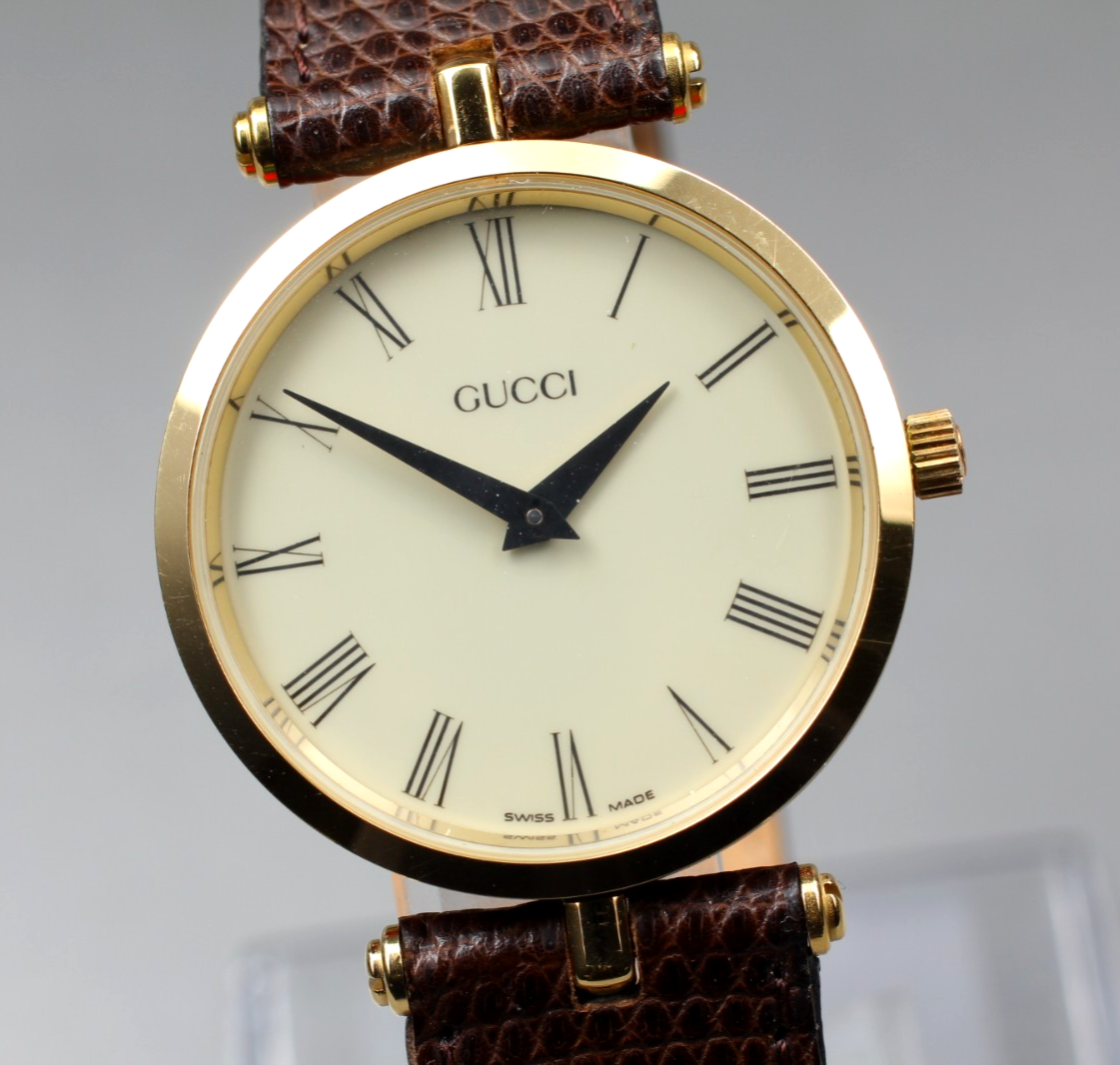 Vintage GUCCI 2000M Gold Sherry Line Quartz Men's Watch Near Mint From Japan