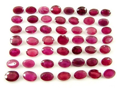 34.40 Ct Natural Ruby Loose 5-6 mm Gemstone Oval Cut 50 Pcs Stone Lot - 2493