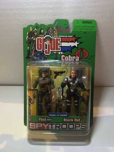 2003 Hasbro G.I.JOE vs Cobra SPY TROOPS Flint & Black Out 3.75" -  Sealed