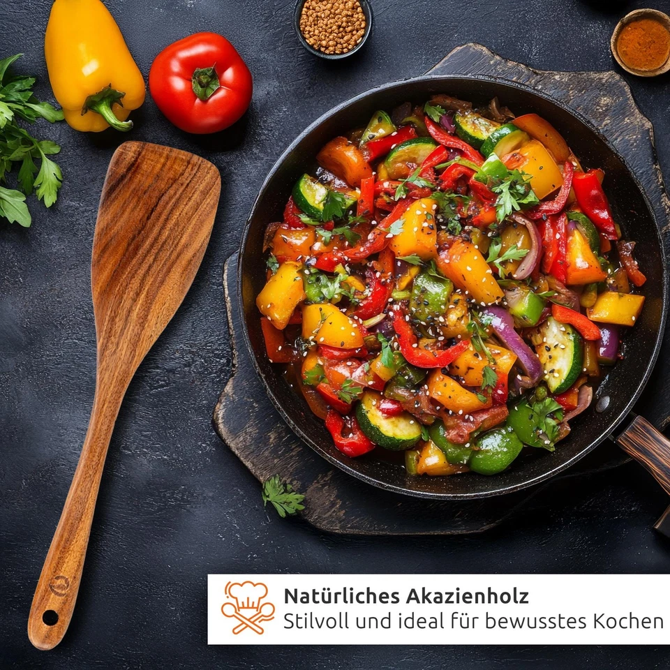 Acacia Wood Spatula - 3 Piece Kitchen Aid Set - Wooden Spatula - Image 3 of 4