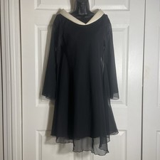 Vintage Nica Chiffon Overlay Dress Women 2 Black Beige Collar Witchy Whimsigoth