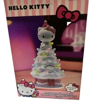 Hello Kitty Ceramic Christmas Tree Multi Color Lights Sanrio Holiday Decor 6" 