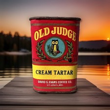 Vintage OLD JUDGE Cream Tartar 1.5 oz Spice Tin David G Evans Coffee Co.