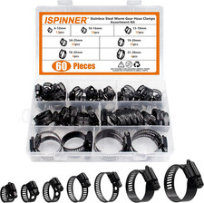 60Pcs Stainless Steel Adjustable 6-38Mm Range Worm Gear Hose Clamps Assortment K
